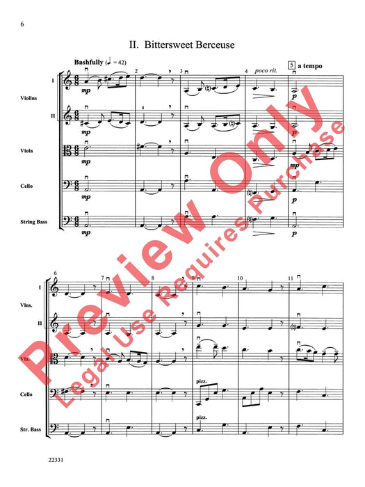 B-Suite for Strings I. Be-Boppin' Bourée, II. Bittersweet Berceuse, III. Brazilian Bagatelle 組曲 弦樂 搖籃曲 音樂小品 總譜 | 小雅音樂 Hsiaoya Music