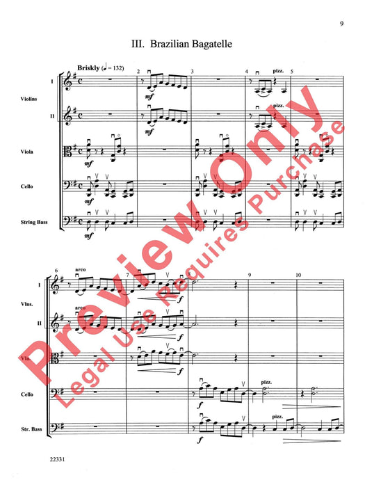 B-Suite for Strings I. Be-Boppin' Bourée, II. Bittersweet Berceuse, III. Brazilian Bagatelle 組曲 弦樂 搖籃曲 音樂小品 總譜 | 小雅音樂 Hsiaoya Music