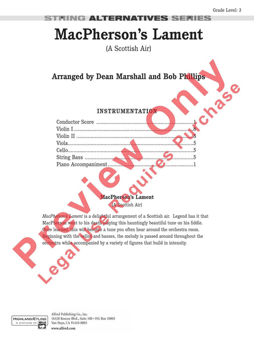 MacPherson's Lament (A Scottish Air) 輓歌 總譜 | 小雅音樂 Hsiaoya Music