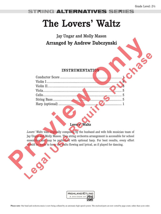 The Lovers' Waltz 圓舞曲 總譜 | 小雅音樂 Hsiaoya Music