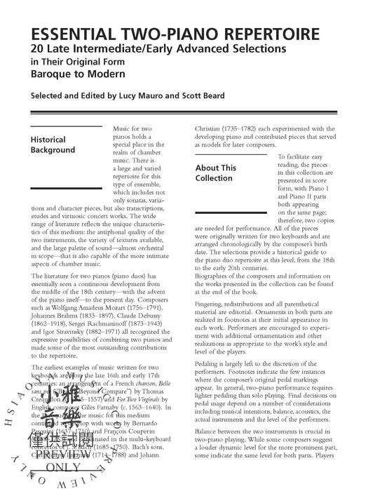 Essential Two-Piano Repertoire 20 Late Intermediate to Early Advanced Selections in Their Original Form 鋼琴 | 小雅音樂 Hsiaoya Music