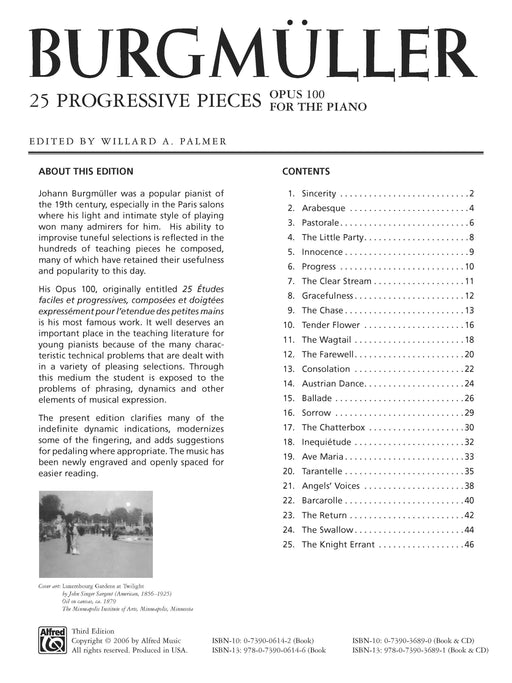 Burgmüller: 25 Progressive Pieces, Opus 100 小品 作品 | 小雅音樂 Hsiaoya Music