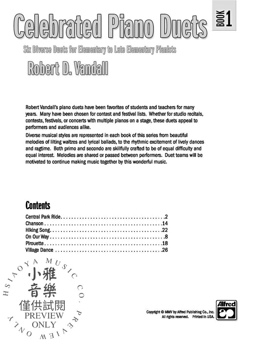 Celebrated Piano Duets, Book 1 Six Diverse Duets for Elementary to Late Elementary Pianists 鋼琴 二重奏 | 小雅音樂 Hsiaoya Music