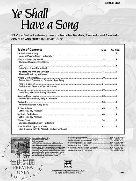 Ye Shall Have a Song 13 Vocal Solos Featuring Famous Texts 獨奏 | 小雅音樂 Hsiaoya Music