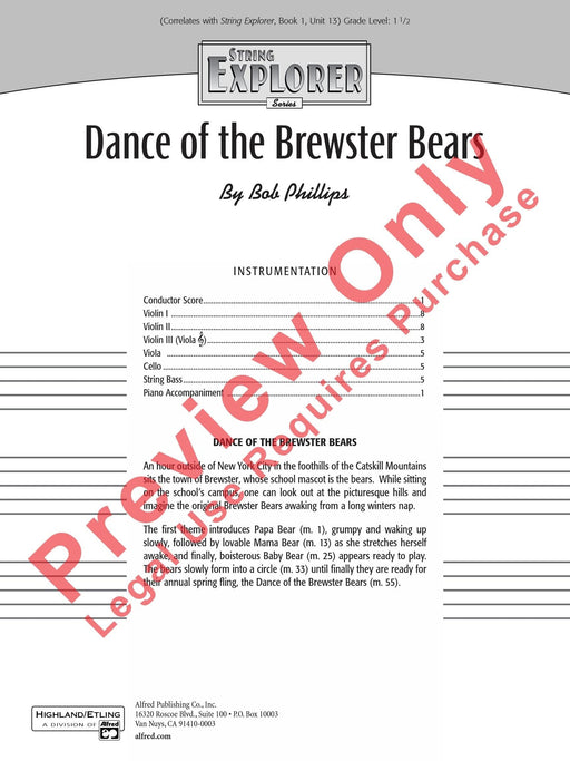Dance of the Brewster Bears 舞曲 總譜 | 小雅音樂 Hsiaoya Music