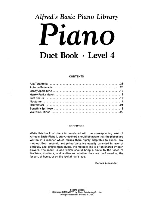 Alfred's Basic Piano Library: Duet Book 4 鋼琴 二重奏 | 小雅音樂 Hsiaoya Music