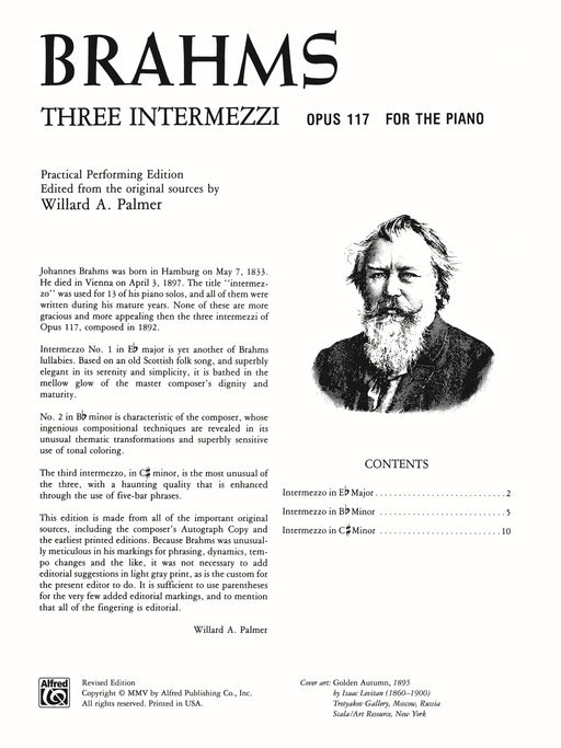 Brahms: 3 Intermezzi, Opus 117 布拉姆斯 間奏曲 作品 | 小雅音樂 Hsiaoya Music