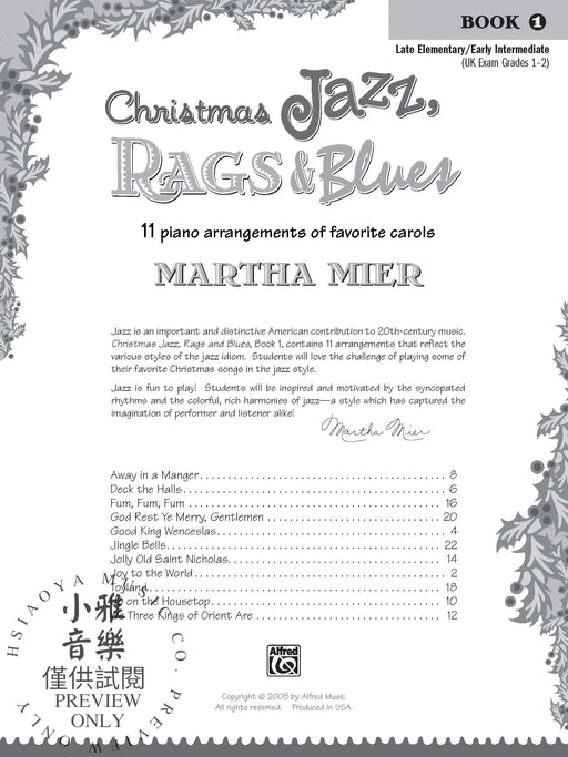 Christmas Jazz, Rags & Blues, Book 1 11 Piano Arrangements of Favorite Carols for Late Elementary to Early Intermediate Pianists 爵士音樂藍調 鋼琴 耶誕頌歌 | 小雅音樂 Hsiaoya Music