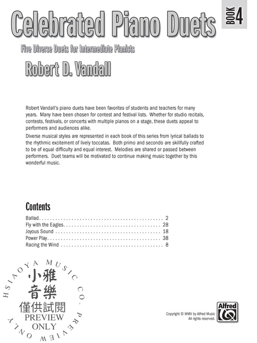 Celebrated Piano Duets, Book 4 Five Diverse Duets for Intermediate Pianists 鋼琴 二重奏 | 小雅音樂 Hsiaoya Music