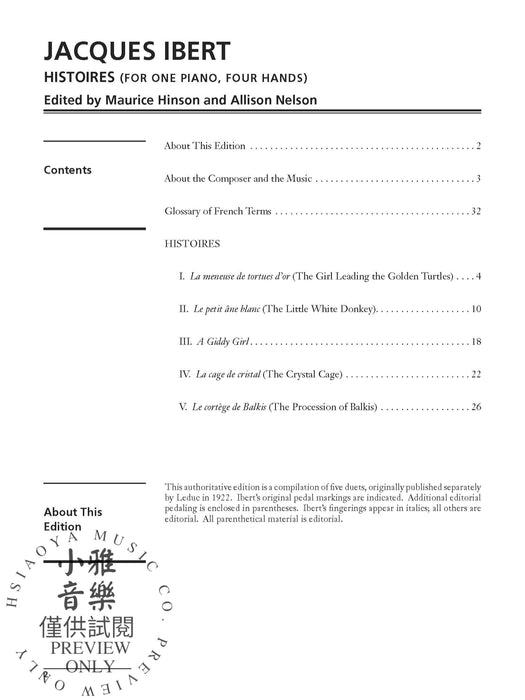 Ibert: Histoires For One Piano, Four Hands 伊貝爾 鋼琴四手聯彈 | 小雅音樂 Hsiaoya Music
