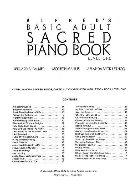 Alfred's Basic Adult Piano Course: Sacred Book 1 鋼琴 | 小雅音樂 Hsiaoya Music
