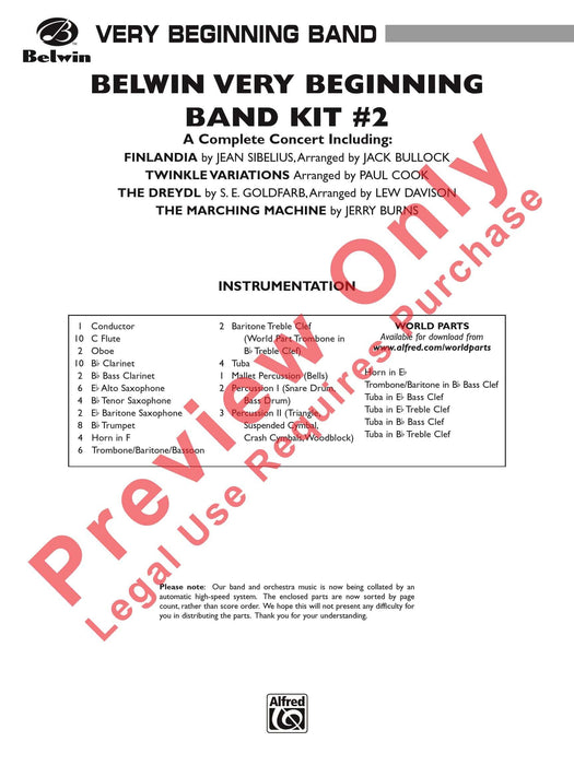 Belwin Very Beginning Band Kit #2 A Complete Concert Including: Sibelius' Finlandia / Twinkle Variations / The Dreydl / Marching Machine 音樂會 芬蘭頌 詠唱調 進行曲 總譜 | 小雅音樂 Hsiaoya Music