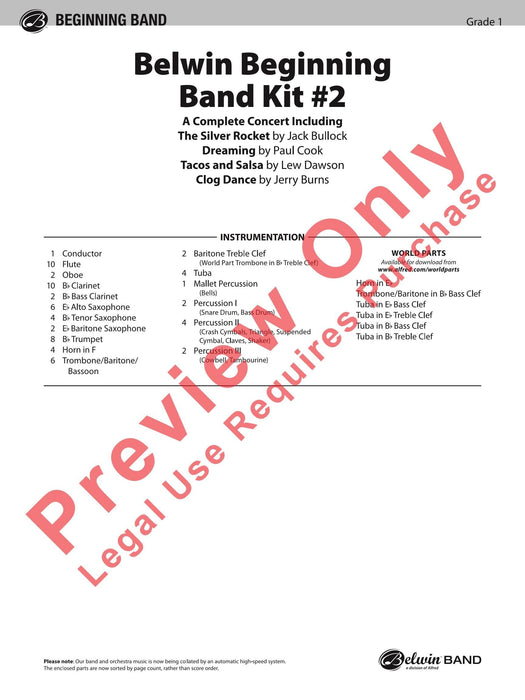 Belwin Beginning Band Kit #2 A Complete Concert Including: The Silver Rocket / Dreaming / Tacos and Salsa / Clog Dance 音樂會 舞曲 總譜 | 小雅音樂 Hsiaoya Music