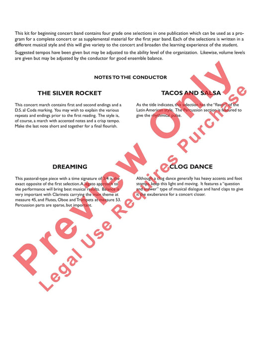 Belwin Beginning Band Kit #2 A Complete Concert Including: The Silver Rocket / Dreaming / Tacos and Salsa / Clog Dance 音樂會 舞曲 總譜 | 小雅音樂 Hsiaoya Music