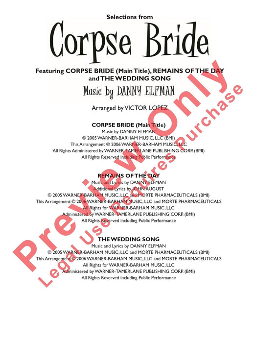 Corpse Bride, Selections from Featuring: Corpse Bride (Main Title) / Remains of the Day / The Wedding 總譜 | 小雅音樂 Hsiaoya Music