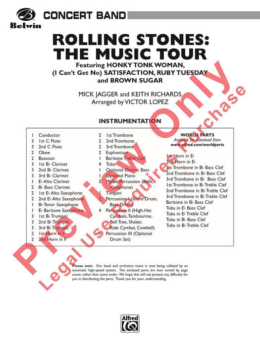 Rolling Stones: The Music Tour Featuring: Honky Tonk Woman / (I Can't Get No) Satisfaction / Ruby Tuesday / Brown Sugar 總譜 | 小雅音樂 Hsiaoya Music