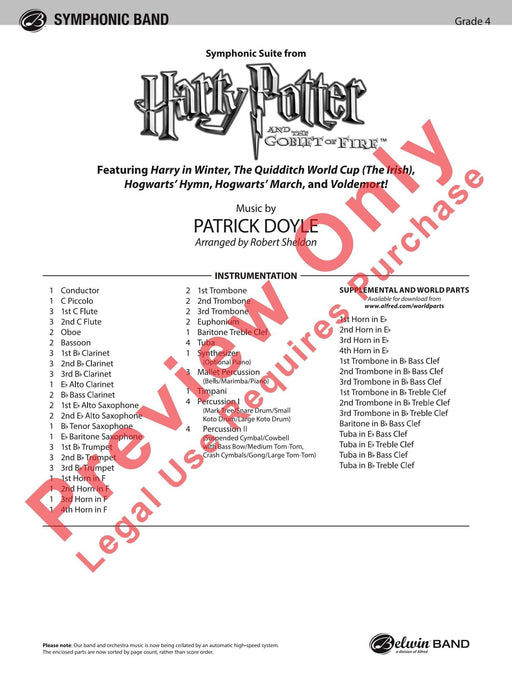 Harry Potter and the Goblet of Fire, Symphonic Suite from Featuring: Harry in Winter / The Quidditch World Cup (The Irish) / Hogwarts' Hymn / Hogwarts' March / Voldemort! 交響組曲 讚美歌進行曲 總譜 | 小雅音樂 Hsiaoya Music