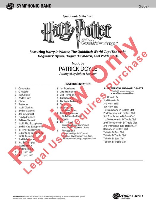 Harry Potter and the Goblet of Fire, Symphonic Suite from Featuring: Harry in Winter / The Quidditch World Cup (The Irish) / Hogwarts' Hymn / Hogwarts' March / Voldemort! 交響組曲 讚美歌進行曲 總譜 | 小雅音樂 Hsiaoya Music