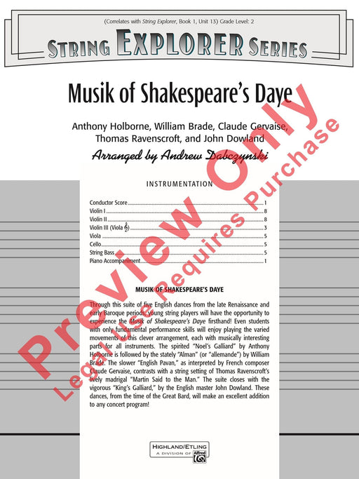 Musik of Shakespeare's Daye 總譜 | 小雅音樂 Hsiaoya Music