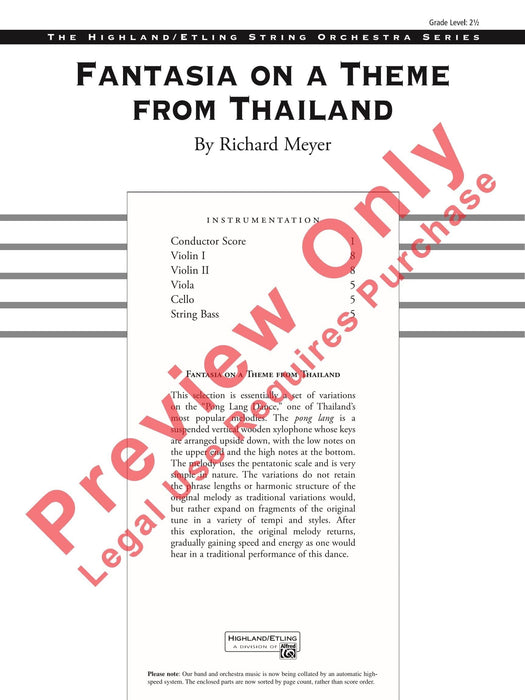 Fantasia on a Theme from Thailand 主題幻想曲 總譜 | 小雅音樂 Hsiaoya Music