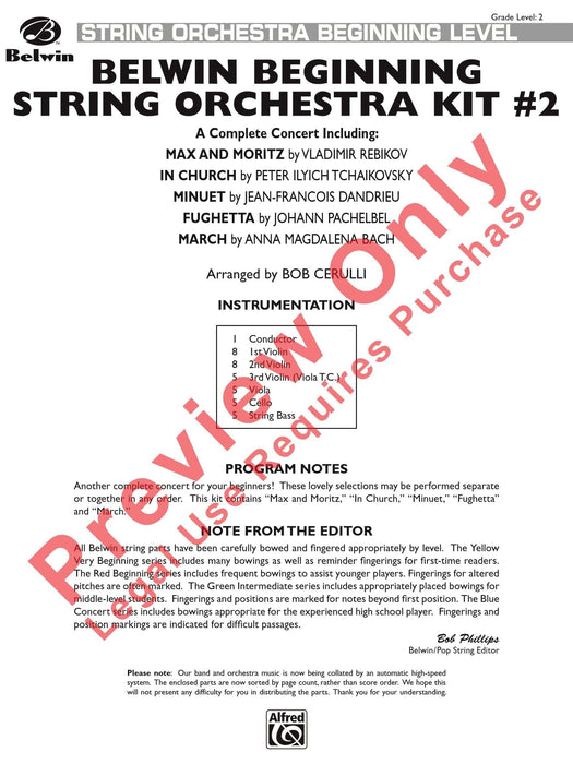 Belwin Beginning String Orchestra Kit #2 A Complete Concert Including: Max and Moritz / In Church / Minuet / Fughetta / March 弦樂團 音樂會 小步舞曲 進行曲 總譜 | 小雅音樂 Hsiaoya Music