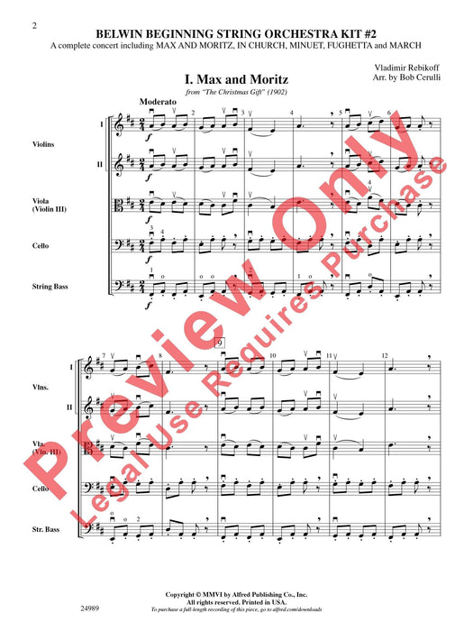 Belwin Beginning String Orchestra Kit #2 A Complete Concert Including: Max and Moritz / In Church / Minuet / Fughetta / March 弦樂團 音樂會 小步舞曲 進行曲 總譜 | 小雅音樂 Hsiaoya Music