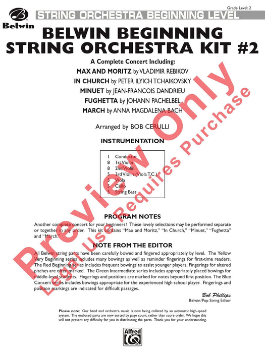 Belwin Beginning String Orchestra Kit #2 A Complete Concert Including: Max and Moritz / In Church / Minuet / Fughetta / March 弦樂團 音樂會 小步舞曲 進行曲 | 小雅音樂 Hsiaoya Music