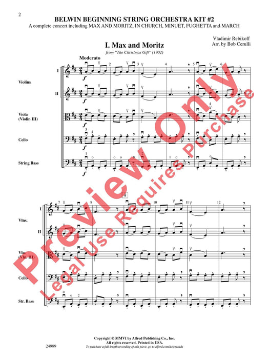 Belwin Beginning String Orchestra Kit #2 A Complete Concert Including: Max and Moritz / In Church / Minuet / Fughetta / March 弦樂團 音樂會 小步舞曲 進行曲 | 小雅音樂 Hsiaoya Music