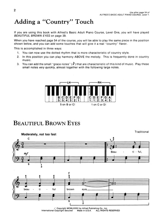 Alfred's Basic Adult Piano Course: Country Songbook, Book 1 鋼琴 | 小雅音樂 Hsiaoya Music