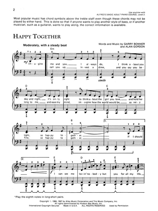 Alfred's Basic Adult Piano Course: Pop Song Book 2 鋼琴 | 小雅音樂 Hsiaoya Music