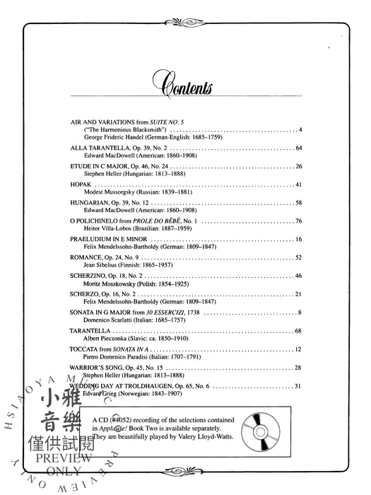 Applause!, Book 2 Impressive Piano Solos for the Budding Virtuoso 鋼琴 獨奏 | 小雅音樂 Hsiaoya Music