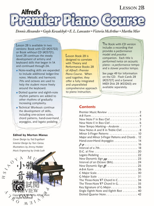 Premier Piano Course, Lesson 2B 鋼琴 | 小雅音樂 Hsiaoya Music
