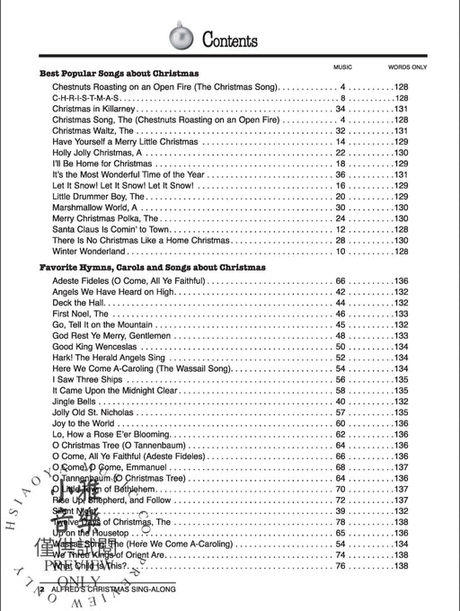 Alfred's Christmas Sing-Along 60 of the World's Most Popular and Best Loved Traditional and Contemporary Christmas Songs | 小雅音樂 Hsiaoya Music