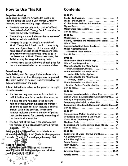 Alfred's Essentials of Music Theory: Teacher's Activity Kit, Book 3 音樂理論 | 小雅音樂 Hsiaoya Music