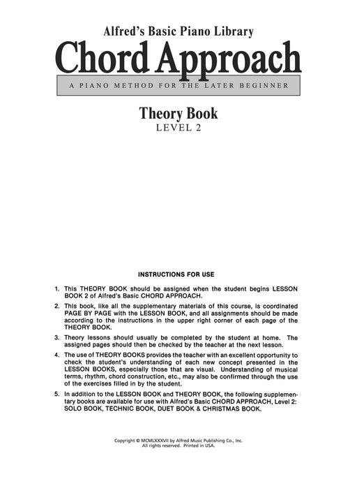 Alfred's Basic Piano: Chord Approach Theory Book 2 A Piano Method for the Later Beginner 鋼琴和弦 鋼琴 | 小雅音樂 Hsiaoya Music