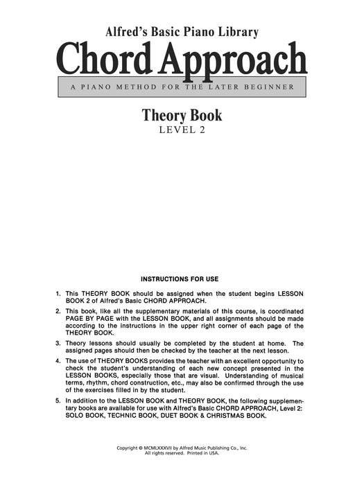 Alfred's Basic Piano: Chord Approach Theory Book 2 A Piano Method for the Later Beginner 鋼琴和弦 鋼琴 | 小雅音樂 Hsiaoya Music