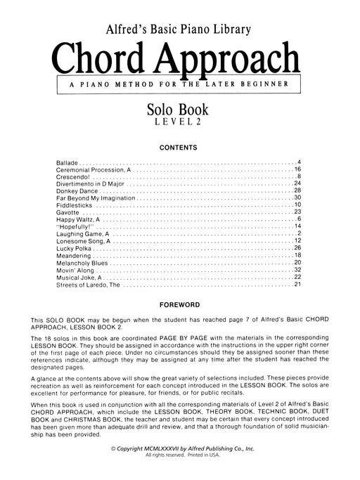 Alfred's Basic Piano: Chord Approach Solo Book 2 A Piano Method for the Later Beginner 鋼琴和弦 獨奏 鋼琴 | 小雅音樂 Hsiaoya Music