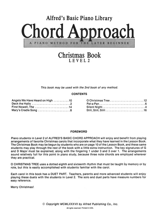 Alfred's Basic Piano: Chord Approach Christmas Book 2 A Piano Method for the Later Beginner 鋼琴和弦 鋼琴 | 小雅音樂 Hsiaoya Music