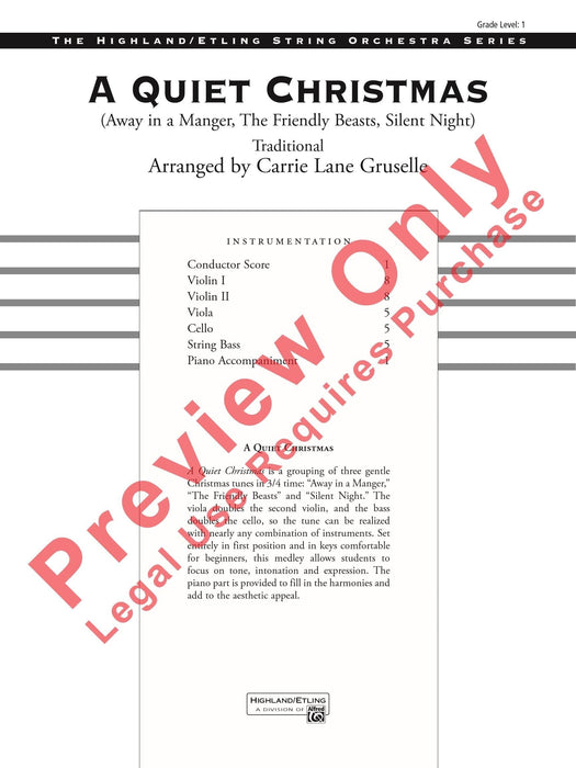 A Quiet Christmas Featuring: Away in a Manger / The Friendly Beasts / Silent Night 總譜 | 小雅音樂 Hsiaoya Music