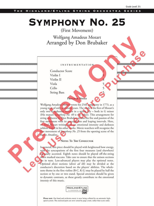 Symphony No. 25, First Movement 莫札特 交響曲 樂章 總譜 | 小雅音樂 Hsiaoya Music