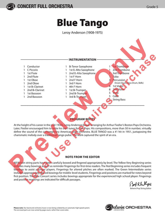 Blue Tango 探戈 總譜 | 小雅音樂 Hsiaoya Music