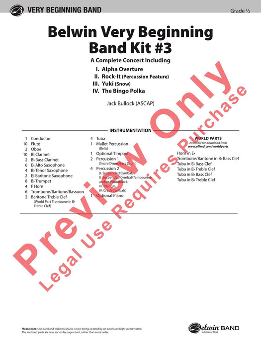 Belwin Very Beginning Band Kit #3 A Complete Concert Including: Alpha Overture / Rock-It / Yuki / The Bingo Polka 音樂會 序曲 波卡舞曲 | 小雅音樂 Hsiaoya Music