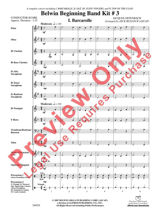 Belwin Beginning Band Kit #3 A Complete Concert Including: Barcarolle / Olé / Flyin' Fingers / Top of the Class 音樂會 船歌 總譜 | 小雅音樂 Hsiaoya Music