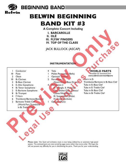 Belwin Beginning Band Kit #3 A Complete Concert Including: Barcarolle / Olé / Flyin' Fingers / Top of the Class 音樂會 船歌 | 小雅音樂 Hsiaoya Music