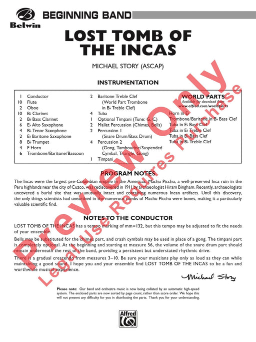 Lost Tomb of the Incas 總譜 | 小雅音樂 Hsiaoya Music