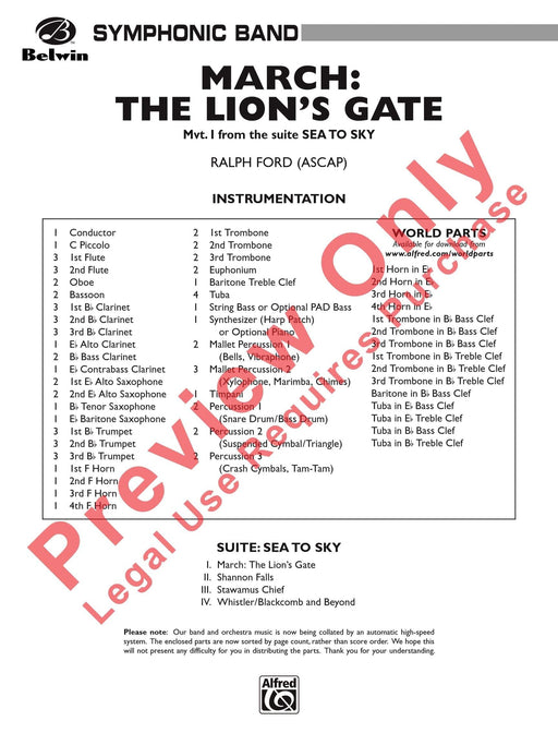 March: The Lion's Gate (Movement 1 from Sea to Sky) 進行曲 樂章 總譜 | 小雅音樂 Hsiaoya Music