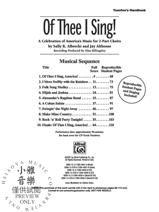 Of Thee I Sing! A Celebration of America's Music for 2-Part Choirs | 小雅音樂 Hsiaoya Music
