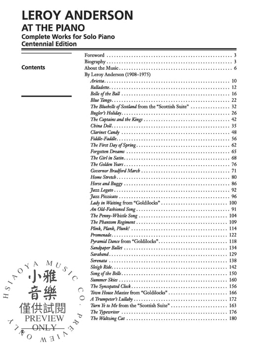 Leroy Anderson at the Piano Complete Works for Solo Piano -- Centennial Edition 鋼琴 獨奏 鋼琴 | 小雅音樂 Hsiaoya Music