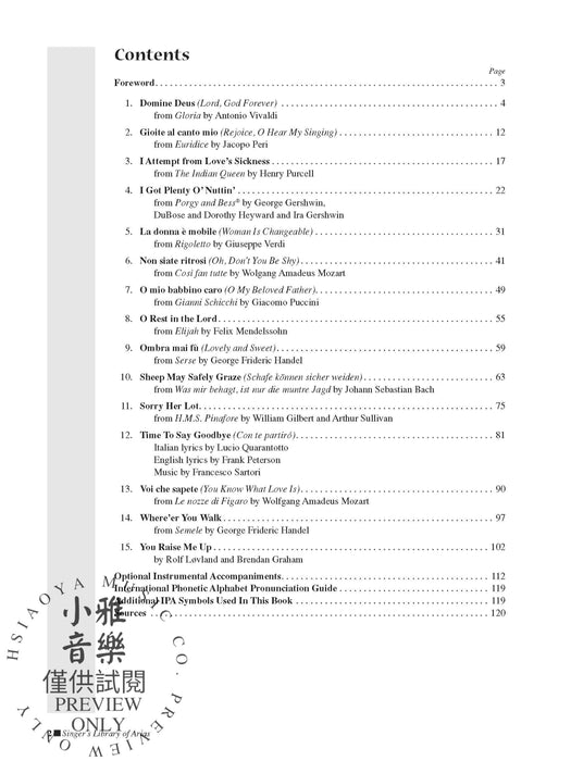 Singer's Library of Arias 15 Vocal Masterworks from the Baroque Era Through the Twenty-First Century 詠唱調 巴洛克 | 小雅音樂 Hsiaoya Music