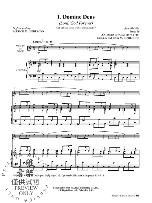 Singer's Library of Arias 15 Vocal Masterworks from the Baroque Era Through the Twenty-First Century 詠唱調 巴洛克 | 小雅音樂 Hsiaoya Music